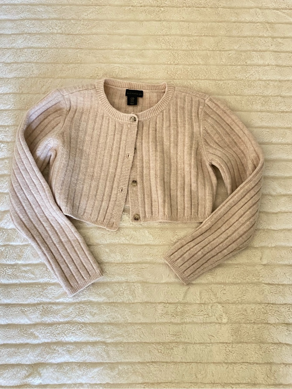 Harlow Blush Ribbed Cropped Cardigan